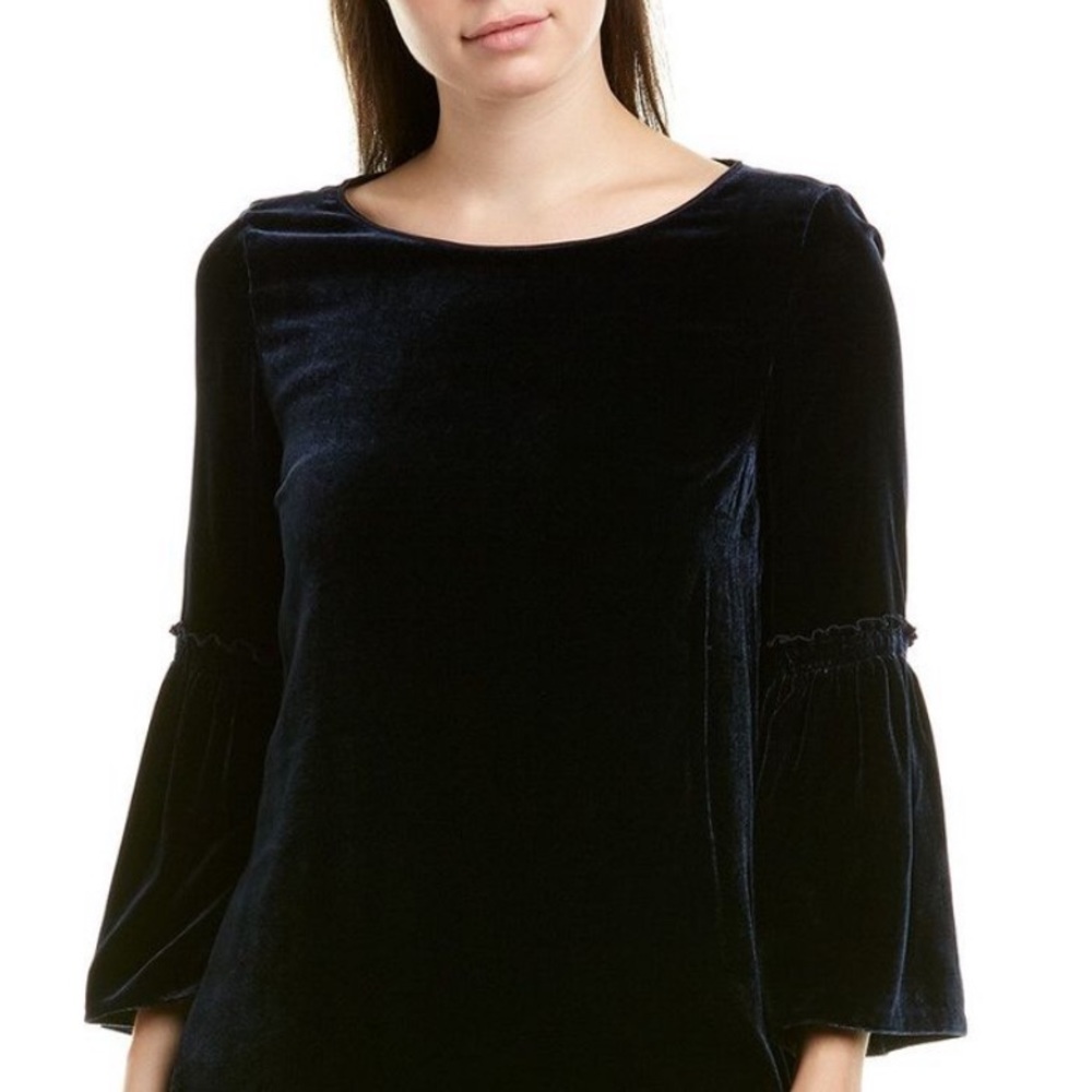 Lafayette 148 New York Roslin Italian Silk Blend Blouse XS NWT Black Bell Sleeve - Picture 5 of 11